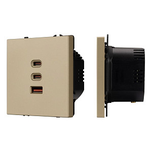 Механизм розетки с быстрой USB зарядкой Arlight SCT-NOBE-MUACC-SFPL-FC-GD (65W, QC3) 061836