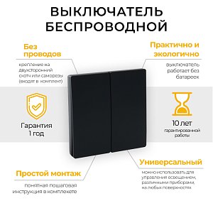 Выключатель беспроводной двухклавишный Feron TM82 41723