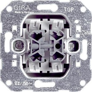 Переключатель двухклавишный перекрестный Gira System 55 10A 250V 010800