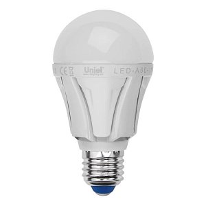Лампа светодиодная (07887) Uniel E27 9W 3000K матовая LED-A60-9W/WW/E27/FR ALP01WH