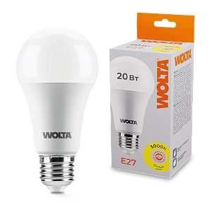 Светодиодная лампа WOLTA 20Вт 3000К E27 груша матовая 25Y65BL20E27