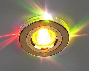 Встраиваемый светильник с двойной подсветкой Elektrostandard 2060 MR16 золото/мульти 4607176194746