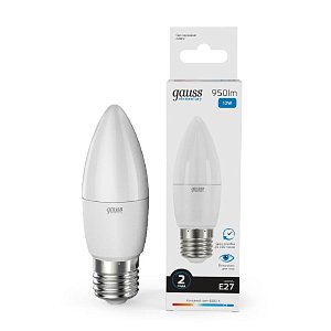 Лампа светодиодная Gauss E27 12W 6500K свеча матовая 30232