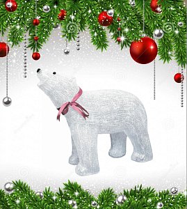 Фигурка светодиодная «Белый медведь 1» 48x60см (09563) Uniel ULD-M6048-120/STA