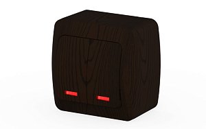 Выключатель двухклавишный с подсветкой ELBI Alsu 504-010400-203