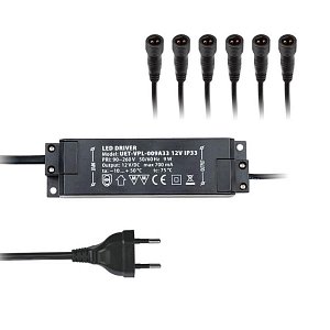 Блок питания для светодиодов (08939) Uniel 12V 9W IP33 0,7A UET-VPL-009А33