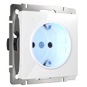 Розетка с заземлением и подсветкой Werkel белая W1171401 4690389155338