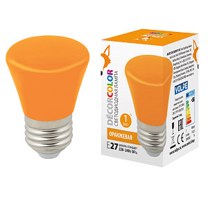 Лампа светодиодная Volpe Decor color LED-D45-1W/ORANGE/E27/FR/С BELL UL-00005642