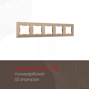 Рамка пятиместная Arte Milano 503.03-5.shampan