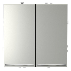 Проходной переключатель двухклавишный с подсветкой Voltum S70 VLS020405 (сталь)