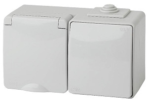 Блок розетка + выключатель Эра 11-7601-03 Б0035993