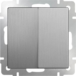 Выключатель Werkel двухклавишный проходной серебряный рифленый WL09-SW-2G-2W 4690389085154