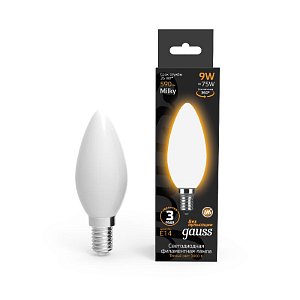 Лампа светодиодная филаментная Gauss E14 9W 3000К матовая 103201109