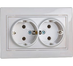 Розетка двойная с/з Lezard Mira 701-0202-127B