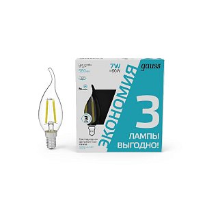 Лампа светодиодная Gauss Filament E14 7W 4100K 104901207T