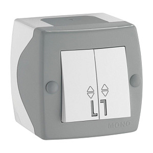 Выключатель двухклавишный проходной Mono Electric Octans IP20 10А 250В бело-серый 104-020001-111