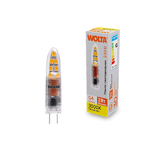 Светодиодная лампа WOLTA 3Вт 3000K G4 матовая WSTD-JC-220V3W3KG4-P