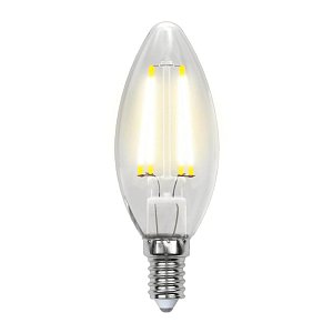 Лампа светодиодная филаментная (UL-00003250) Uniel E14 7,5W 3000K прозрачная LED-G45-7,5W/WW/E14/CL GLA01TR