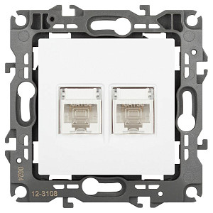 Розетка компьютерная двойная RJ45 Эра 12-3108-01М Б0065686