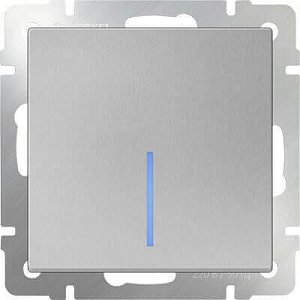 Выключатель Werkel одноклавишный с подсветкой серебряный WL06-SW-1G-LED 4690389053856