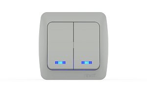 Выключатель двухклавишный с подсветкой ELBI Eva 554-011500-203