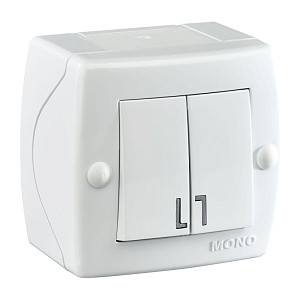 Выключатель двухклавишный Mono Electric Octans IP20 10А 250В белый 104-010101-102